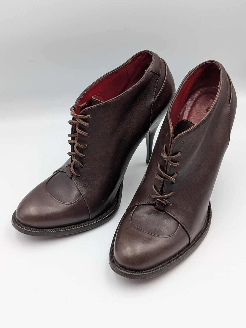 Vintage Cesare Paciotti Lace Up High Heel Boots With Red Dagger Sole